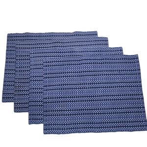 Pier 1 Placemats 12x16 Set of 4 Blue White Woven Machine Washable Read